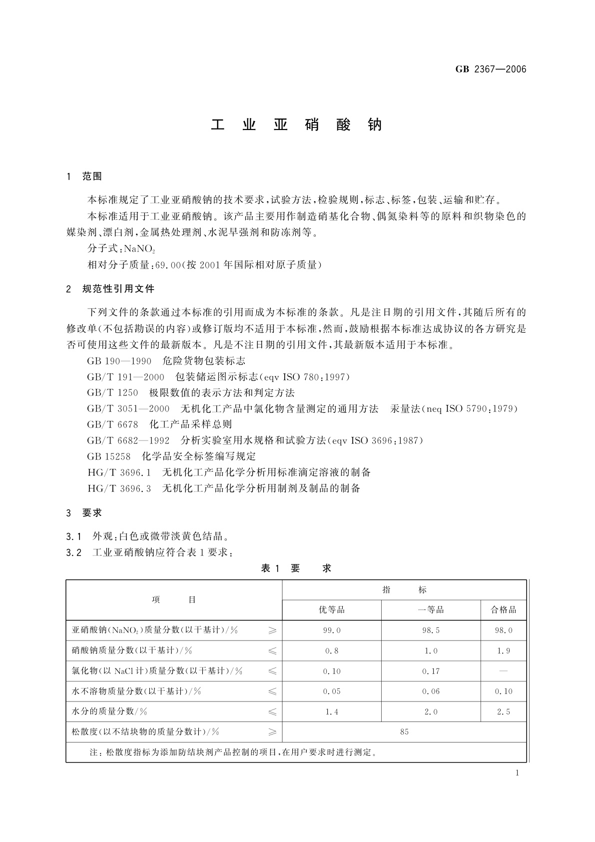 GB 2367-2006 工业亚硝酸钠