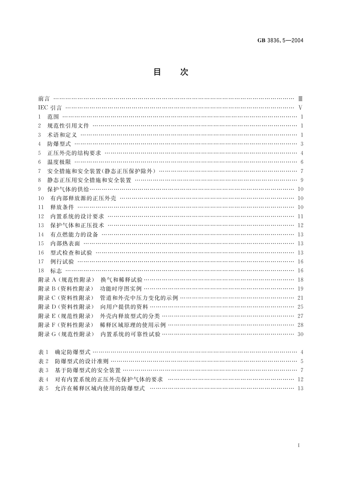 GB 3836.5-2004 爆炸性气体环境用电气设备　第5部分：正压外壳型“p”