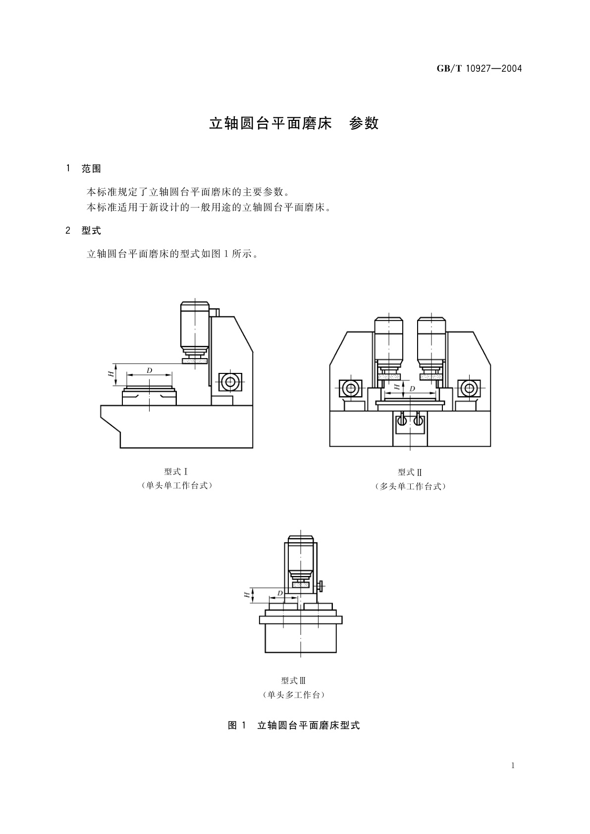 GB/T 10927-2004 立轴圆台平面磨床　参数