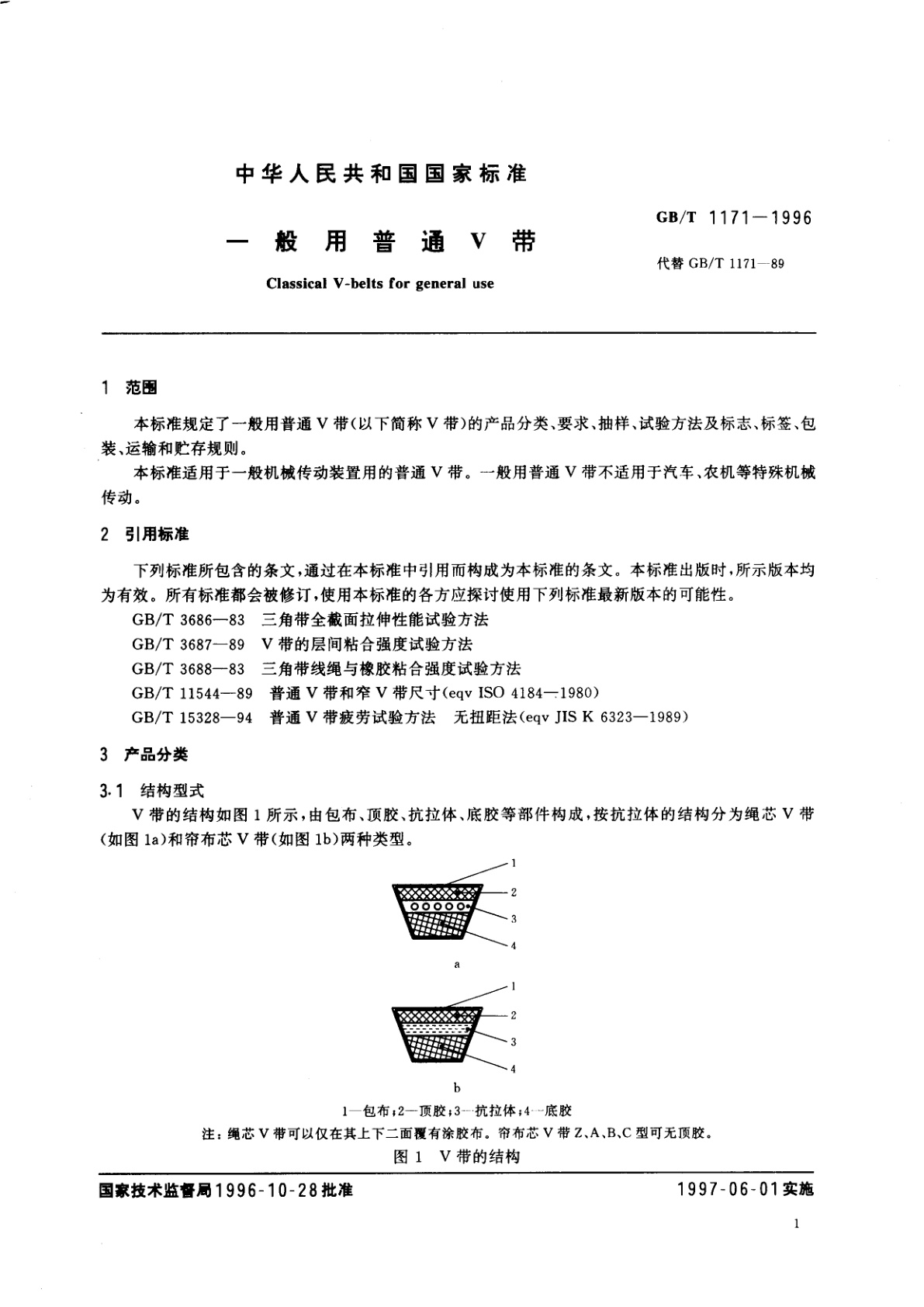 GB/T 1171-1996 一般用普通V带