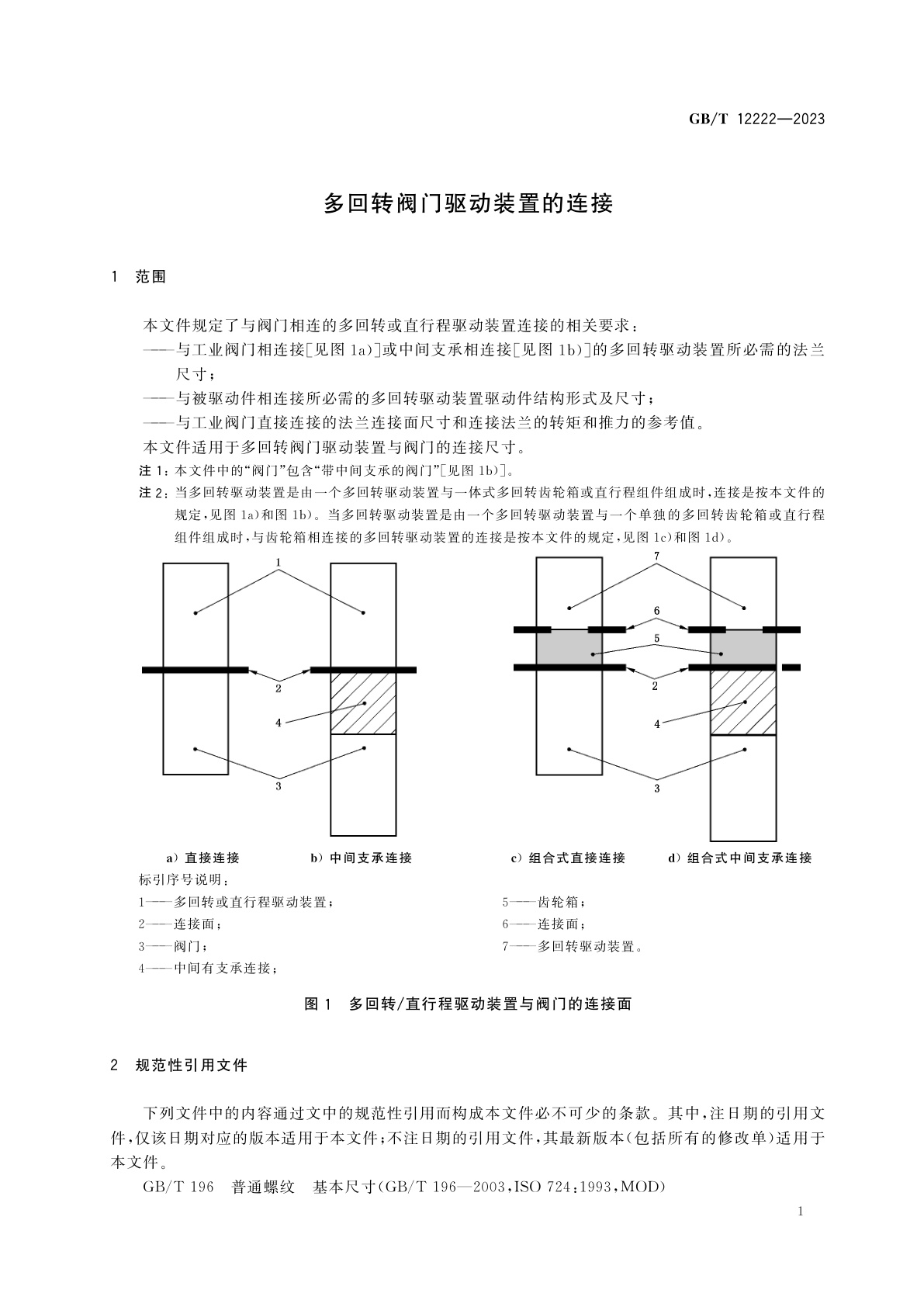 GB/T 12222-2023 多回转阀门驱动装置的连接