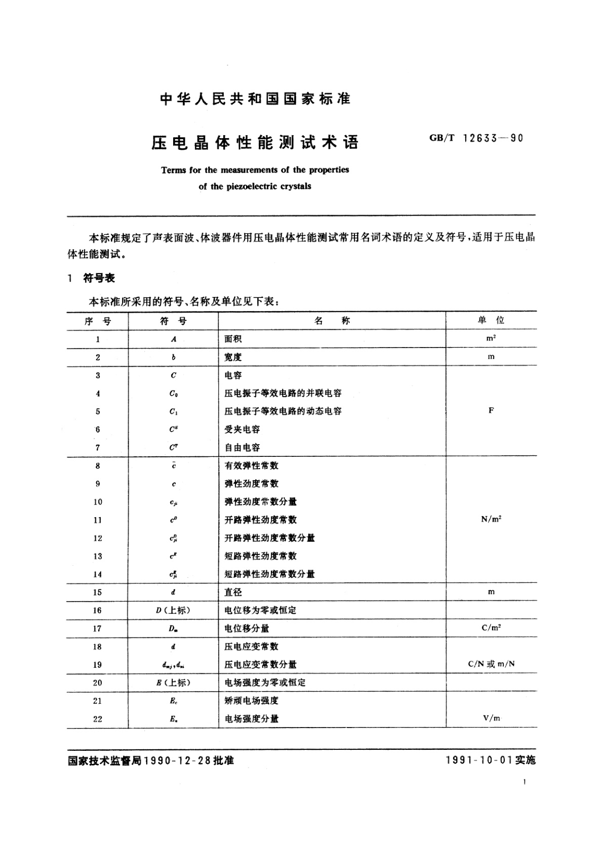 GB/T 12633-1990 压电晶体性能测试术语