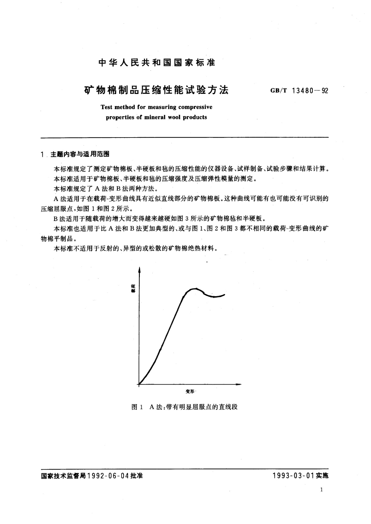 GB/T 13480-1992 矿物棉制品压缩性能试验方法