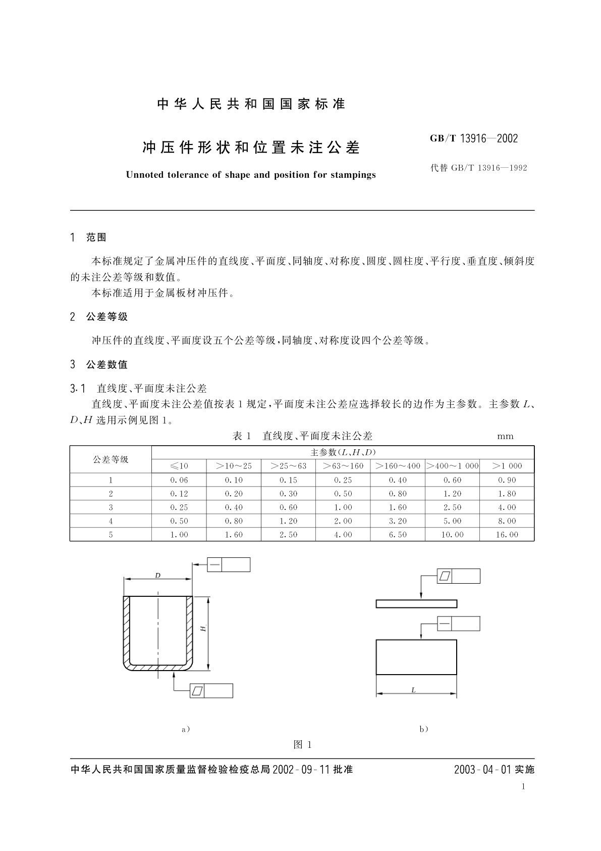 GB/T 13916-2002 冲压件形状和位置未注公差
