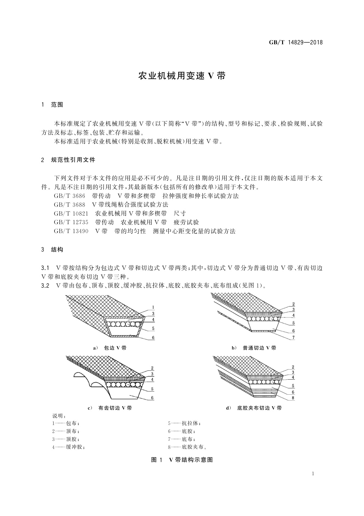 GB/T 14829-2018 农业机械用变速V带