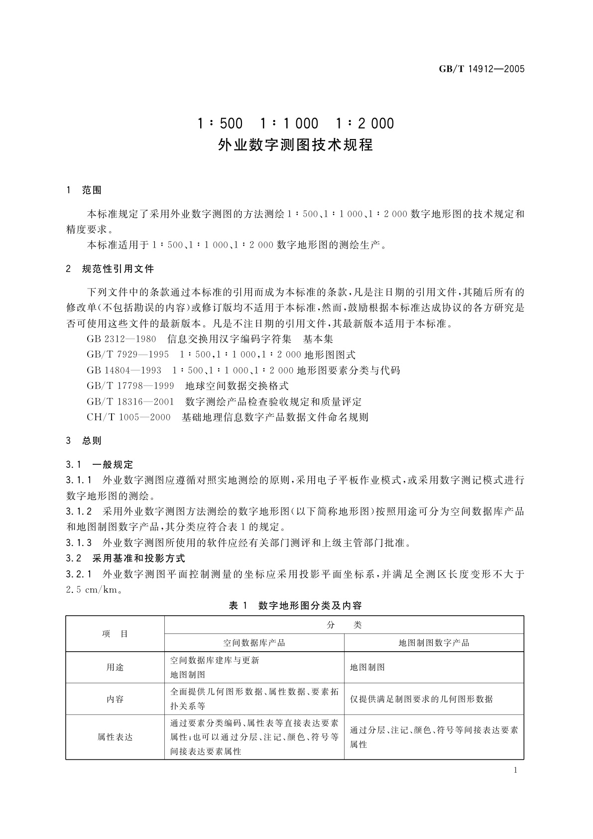 GB/T 14912-2005 1：500　1：1000　1：2000外业数字测图技术规程