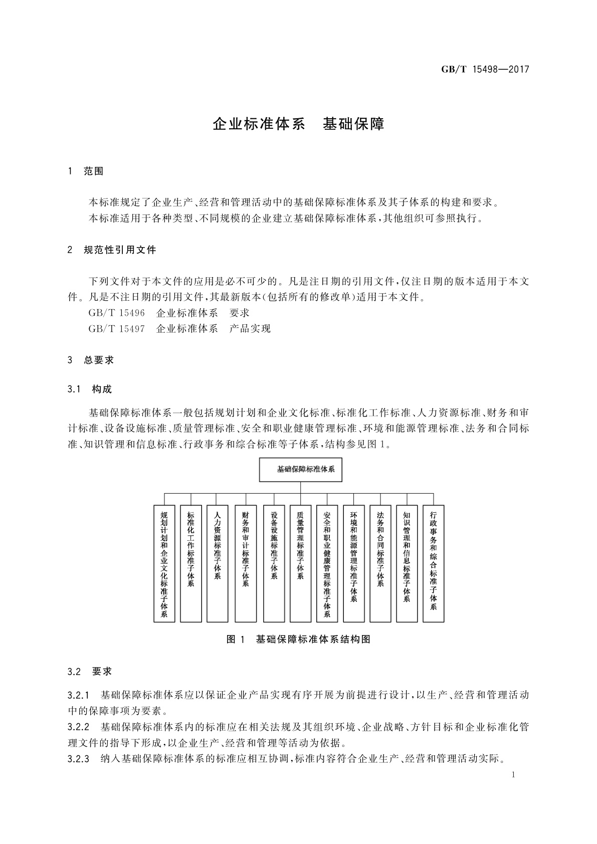 GB/T 15498-2017 企业标准体系　基础保障