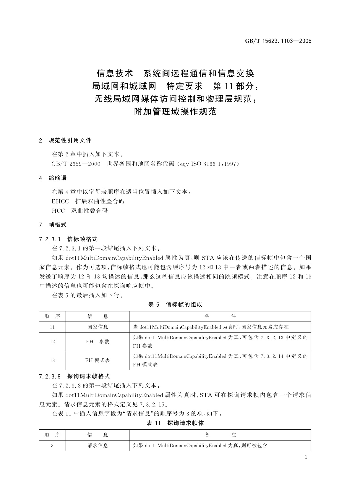 GB/T 15629.1103-2006 信息技术　系统间远程通信和信息交换局域网和城域网　特定要求　第11部分：无线局域网媒体访问控制和物理层规范：附加管理域操作规范
