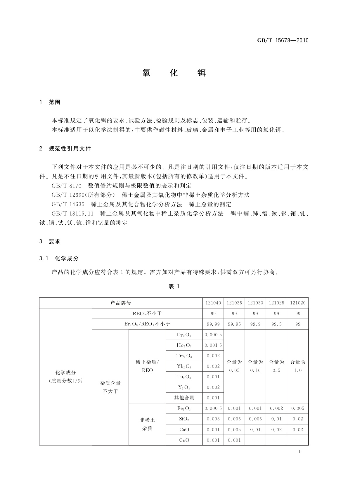 GB/T 15678-2010 氧化铒
