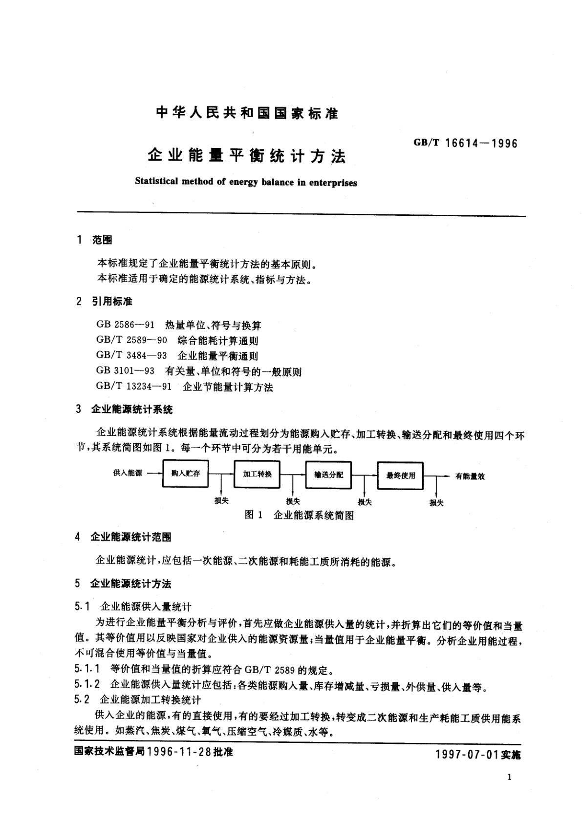 GB/T 16614-1996 企业能量平衡统计方法