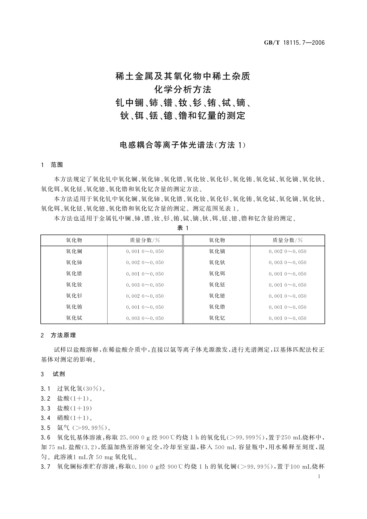 GB/T 18115.7-2006 稀土金属及其氧化物中稀土杂质化学分析方法　钆中镧、铈、镨、钕、钐、铕、铽、镝、钬、铒、铥、镱、镥和钇量的测定