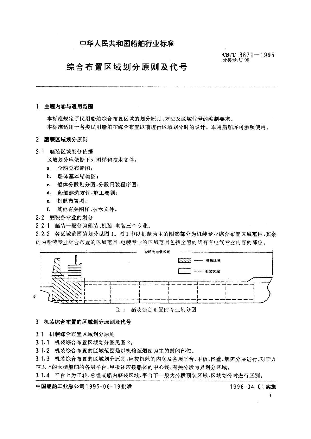 CB/T 3671-1995 综合布置区域划分原则及代号