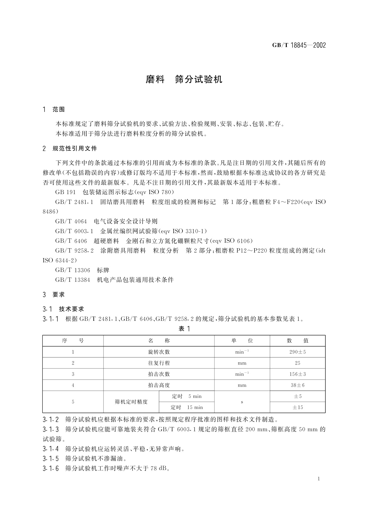 GB/T 18845-2002 磨料　筛分试验机