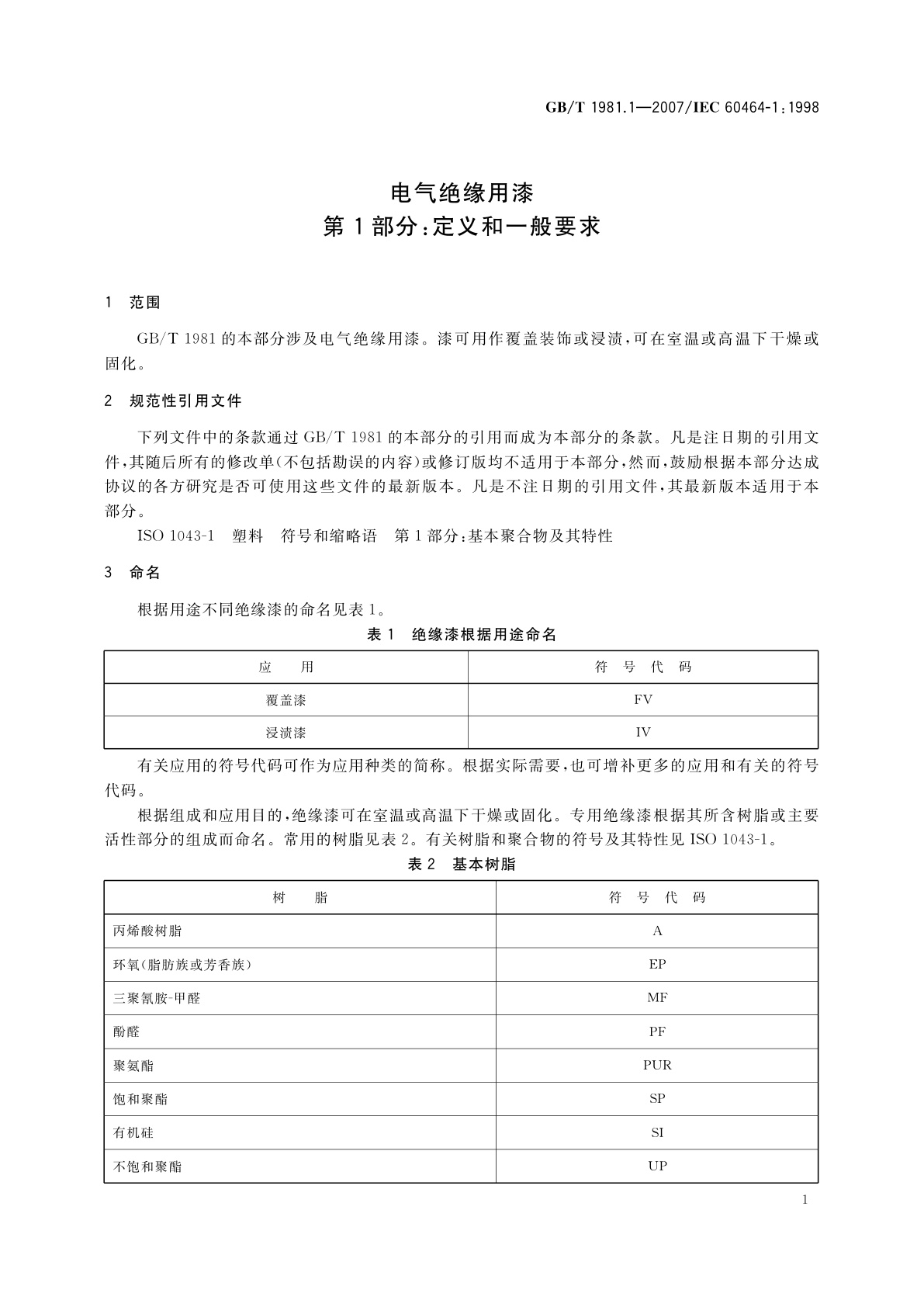 GB/T 1981.1-2007 电气绝缘用漆　第1部分：定义和一般要求