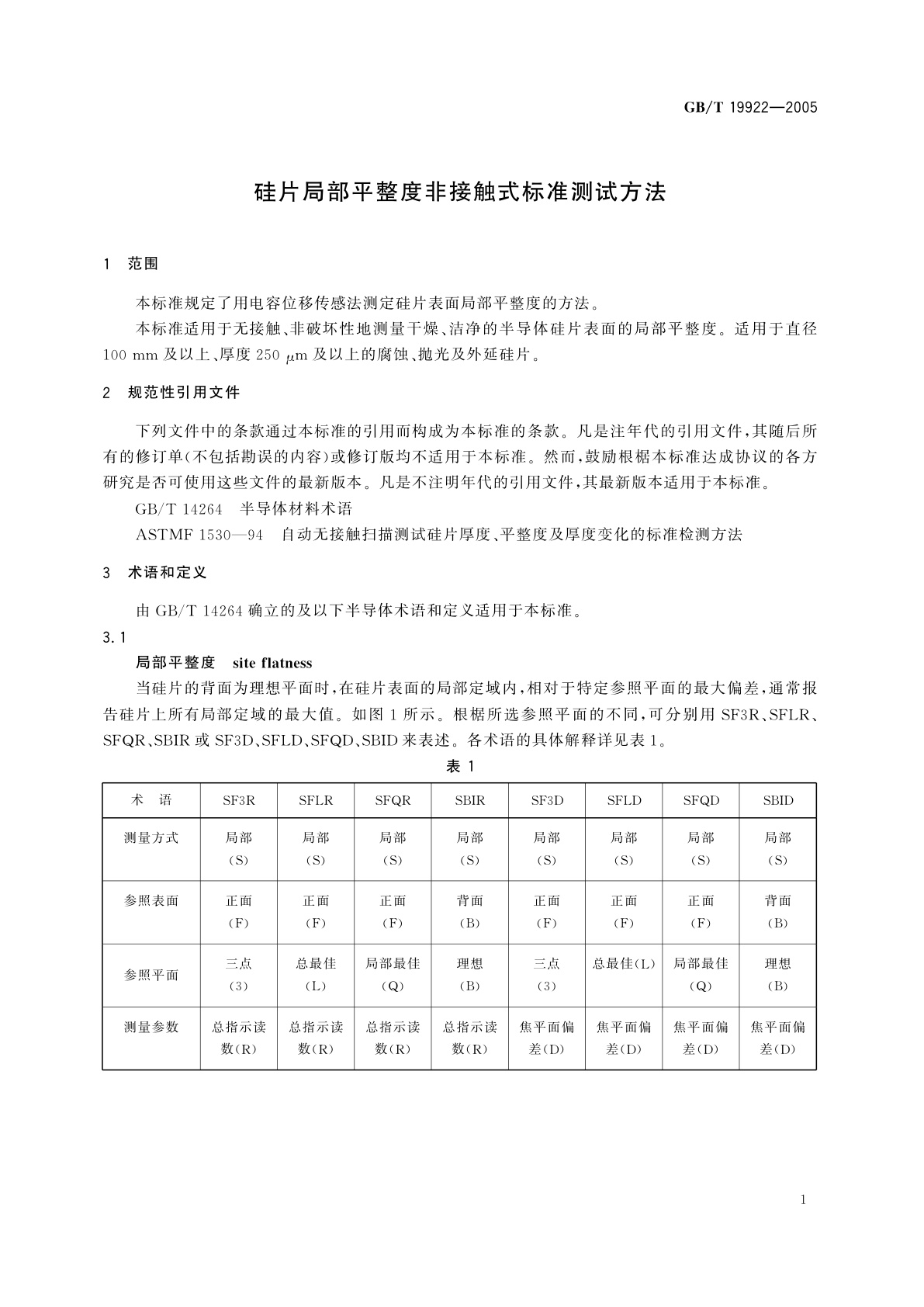 GB/T 19922-2005 硅片局部平整度非接触式标准测试方法