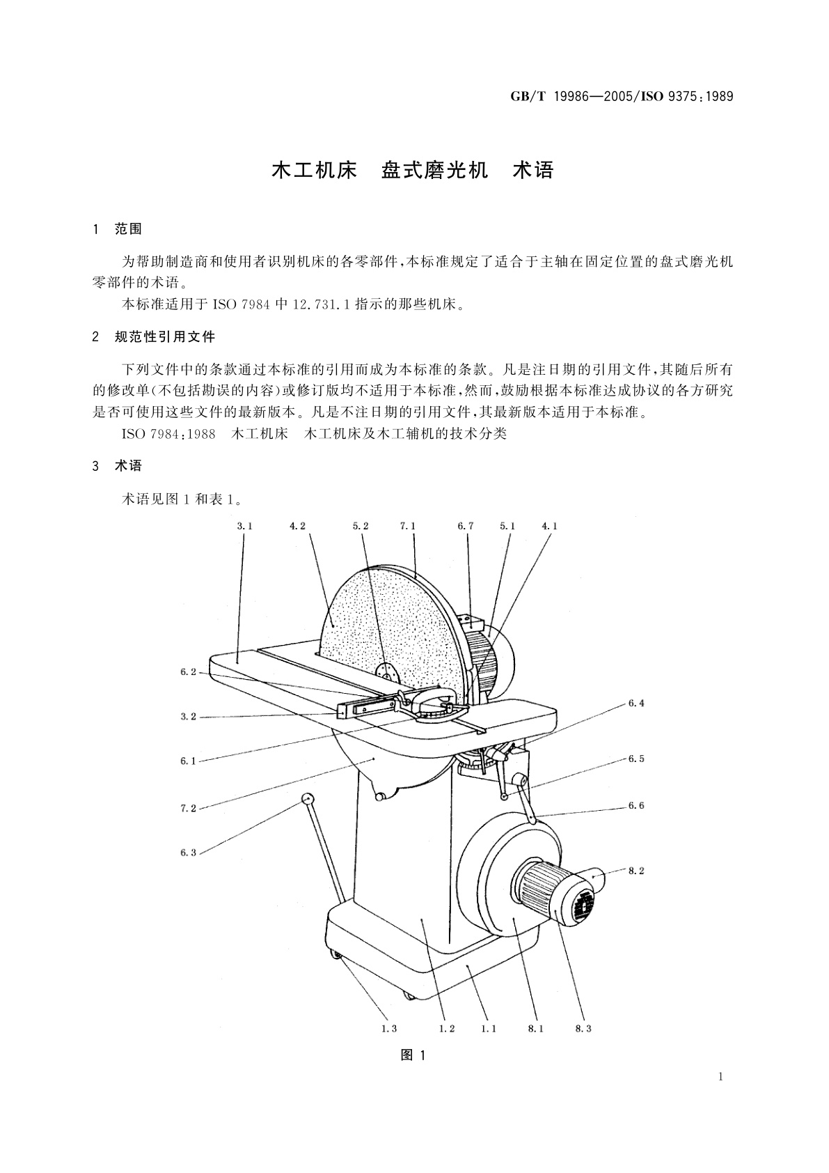 GB/T 19986-2005 木工机床　盘式磨光机　术语