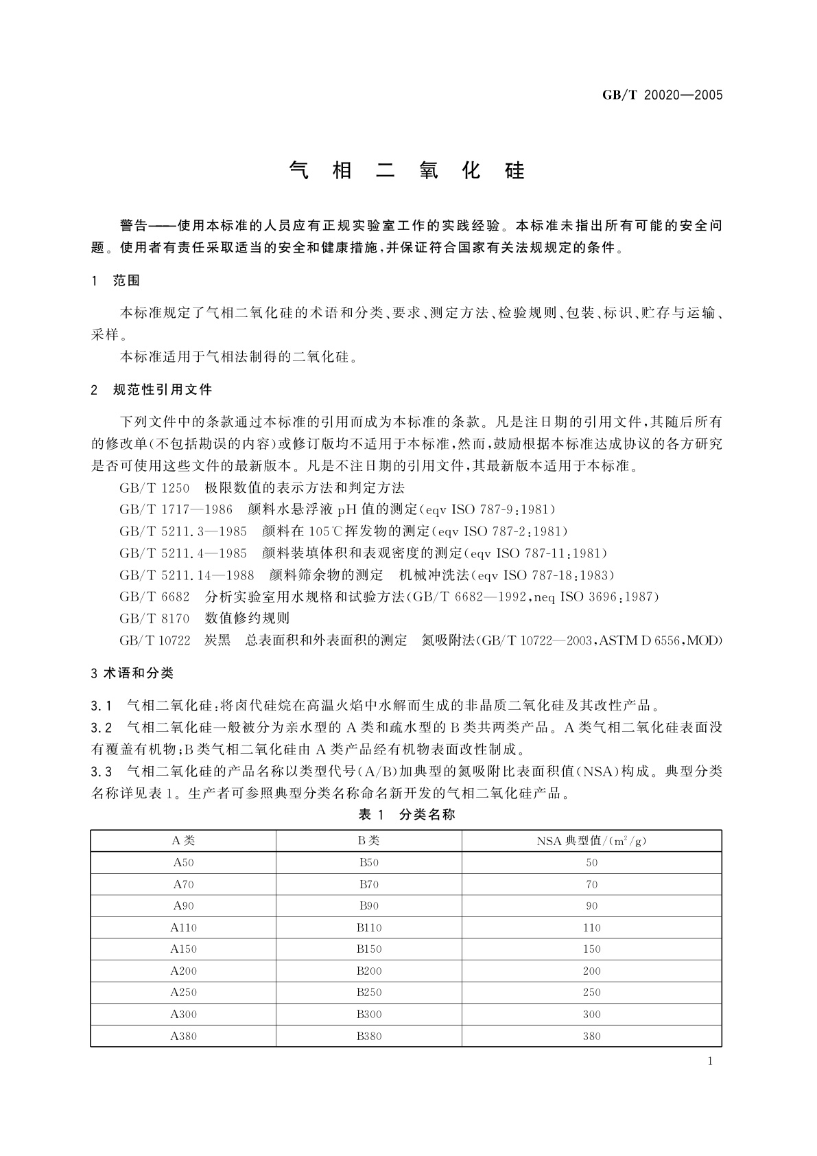 GB/T 20020-2005 气相二氧化硅