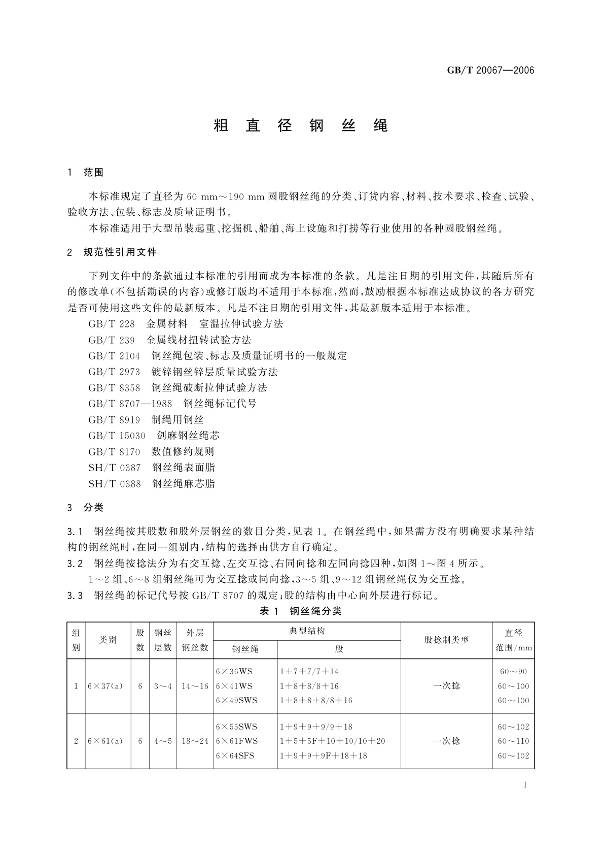 GB/T 20067-2006 粗直径钢丝绳