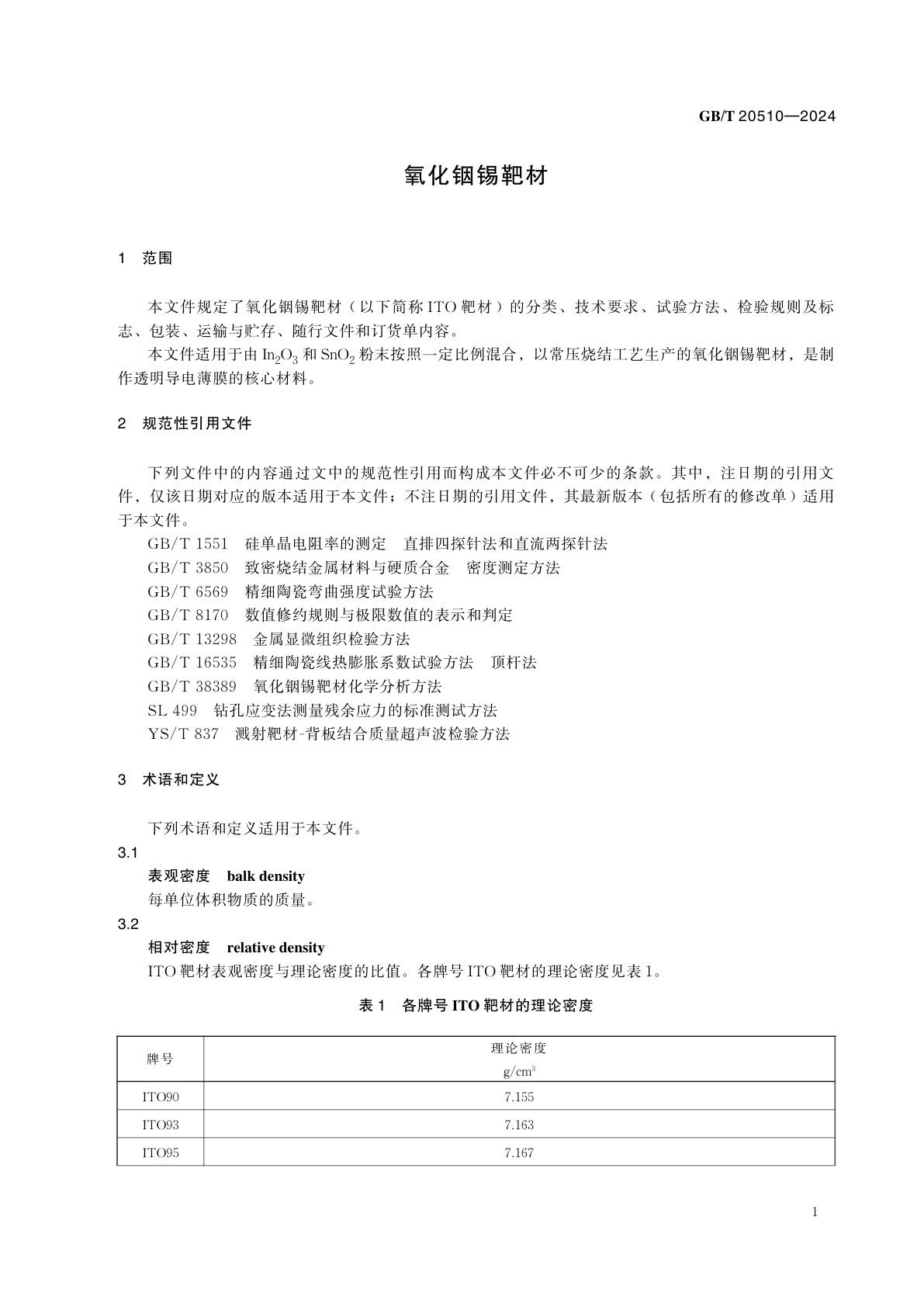 GB/T 20510-2024 氧化铟锡靶材