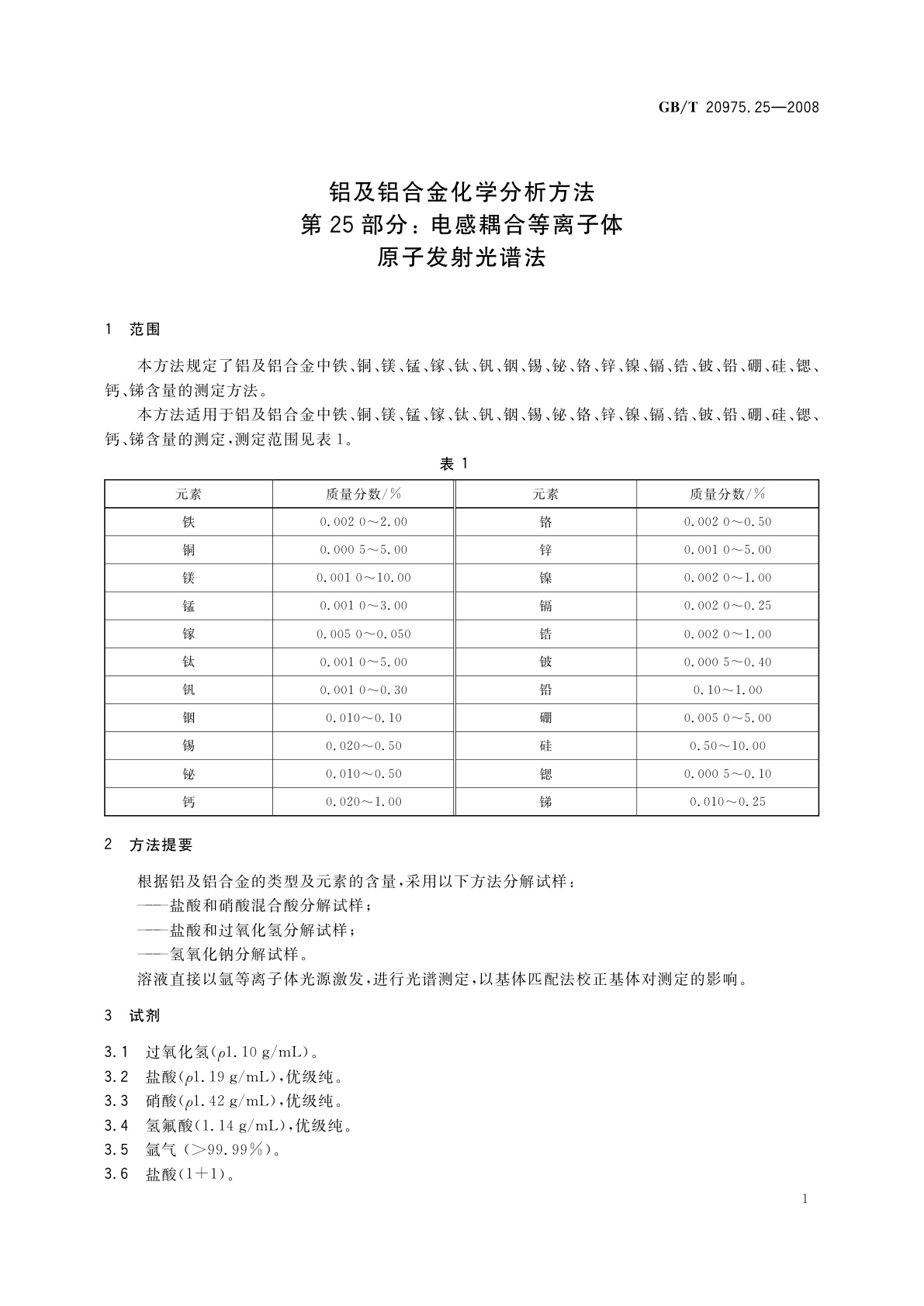 GB/T 20975.25-2008 铝及铝合金化学分析方法　第25部分：电感耦合等离子体原子发射光谱法