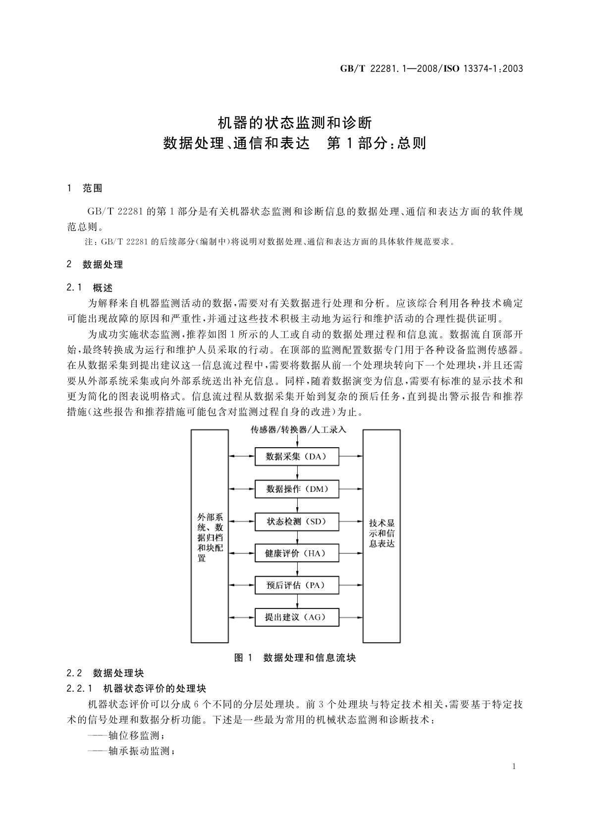 GB/T 22281.1-2008 机器的状态监测和诊断　数据处理、通信和表达　第1部分：总则