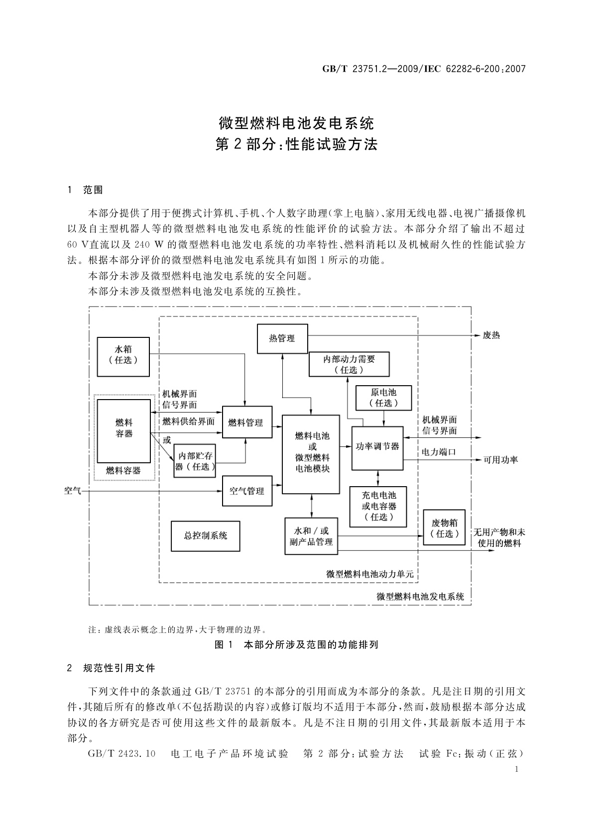 GB/T 23751.2-2009 微型燃料电池发电系统　第2部分：性能试验方法