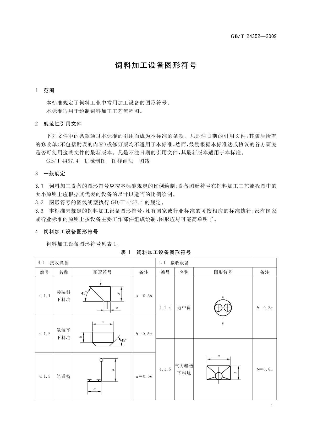 GB/T 24352-2009 饲料加工设备图形符号