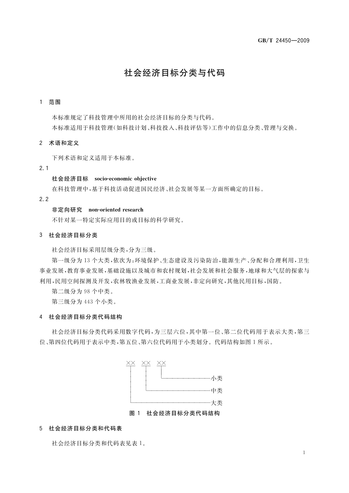 GB/T 24450-2009 社会经济目标分类与代码