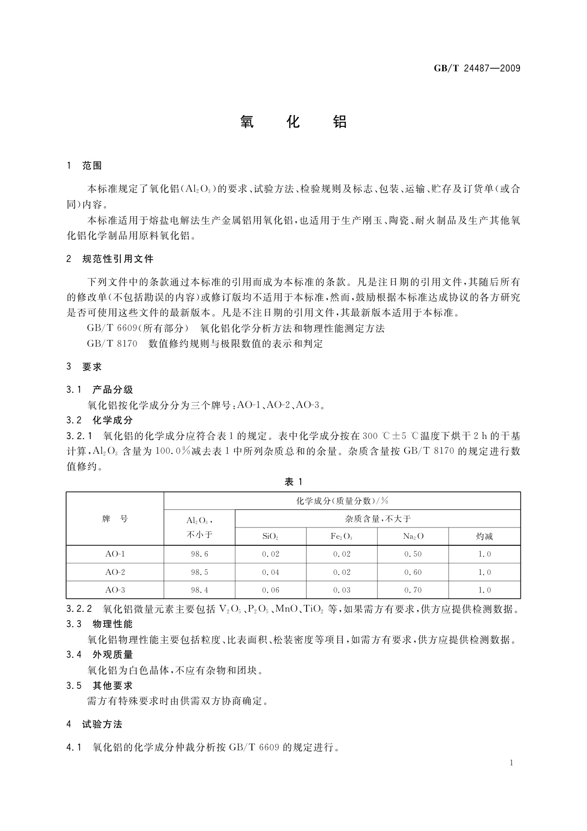 GB/T 24487-2009 氧化铝