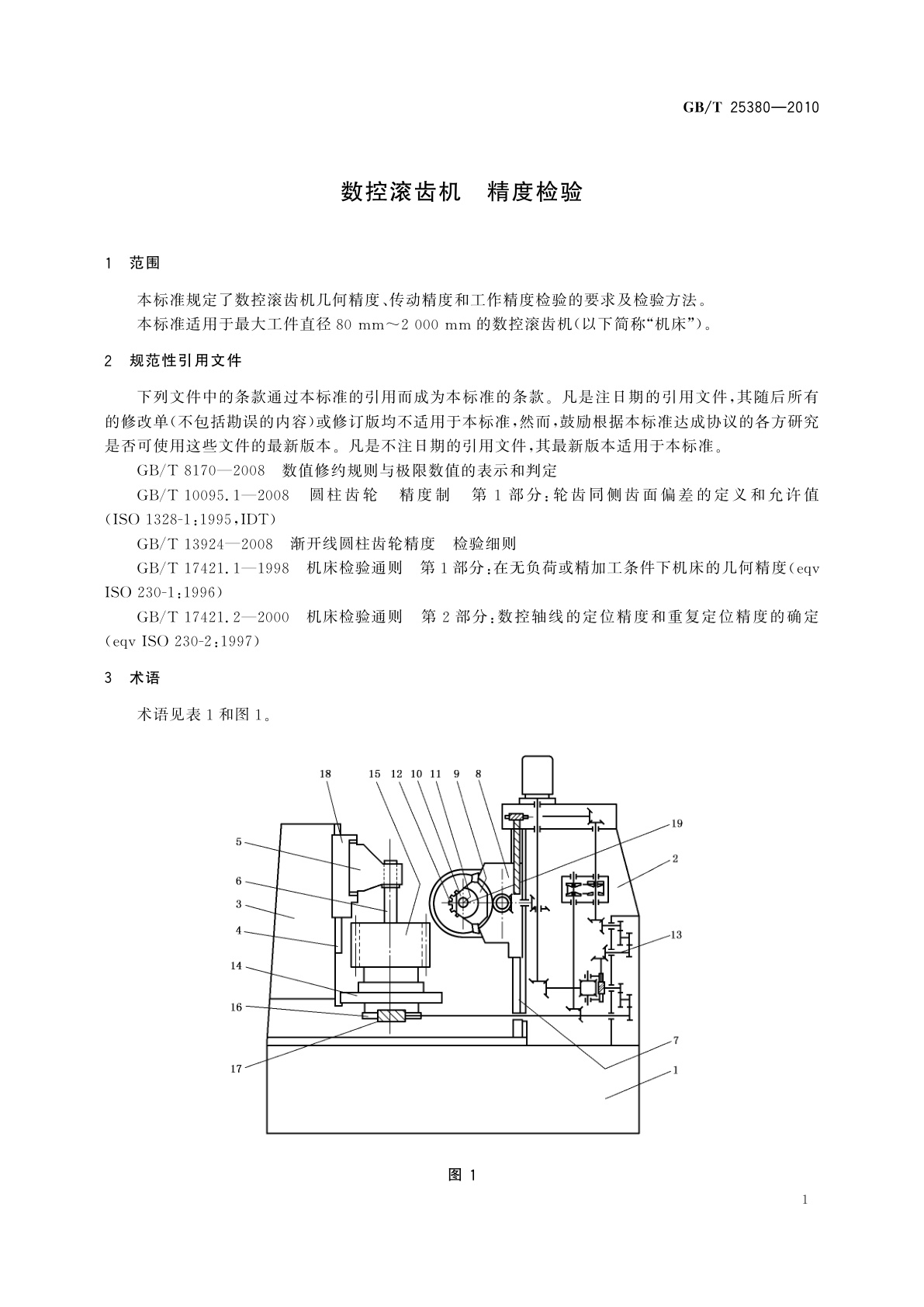 GB/T 25380-2010 数控滚齿机　精度检验
