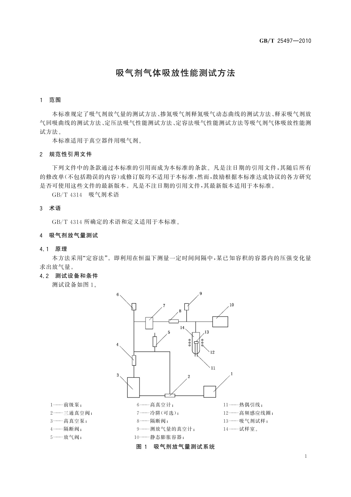 GB/T 25497-2010 吸气剂气体吸放性能测试方法