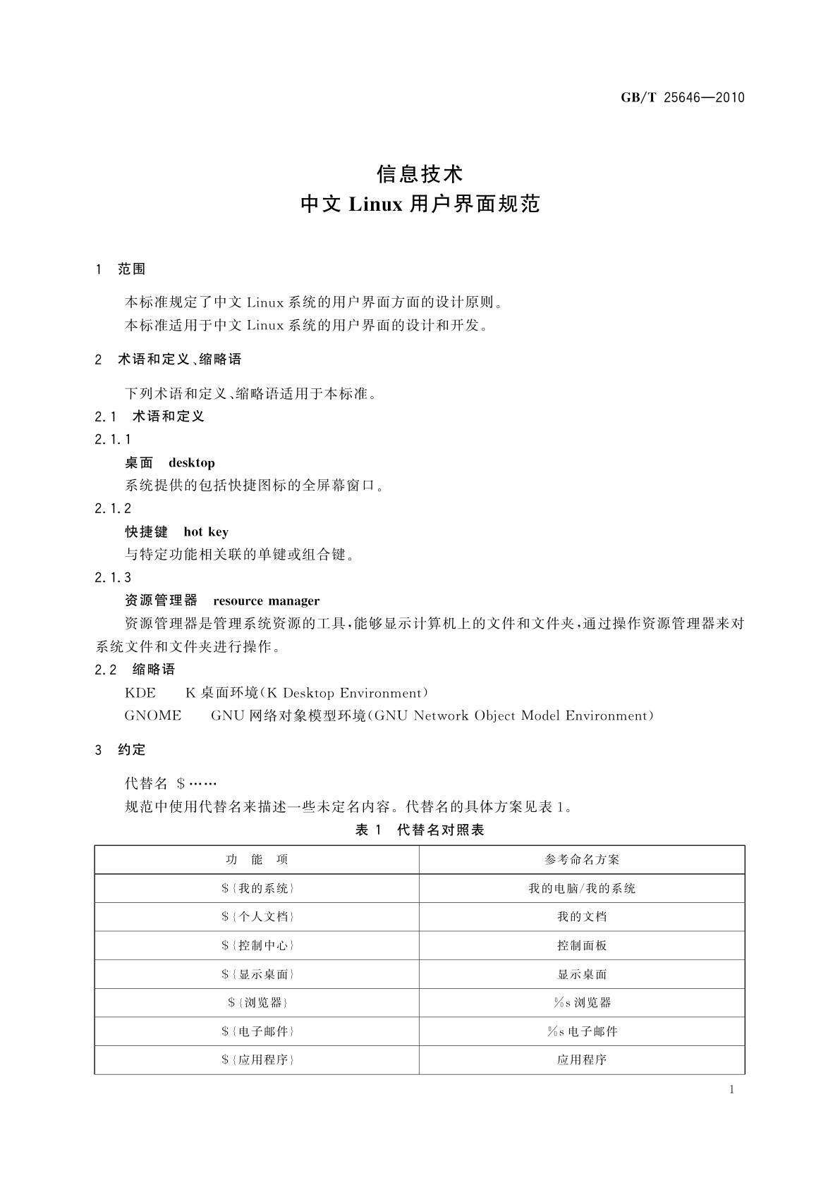 GB/T 25646-2010 信息技术　中文Linux用户界面规范