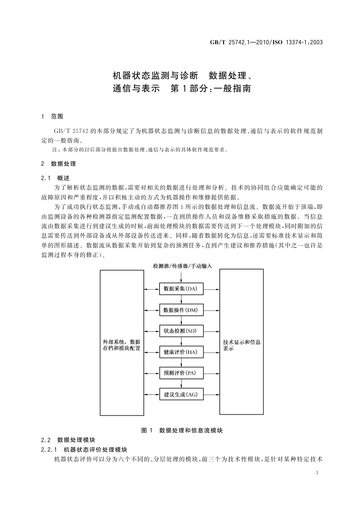 GB/T 25742.1-2010 机器状态监测与诊断　数据处理、通信与表示　第1部分：一般指南
