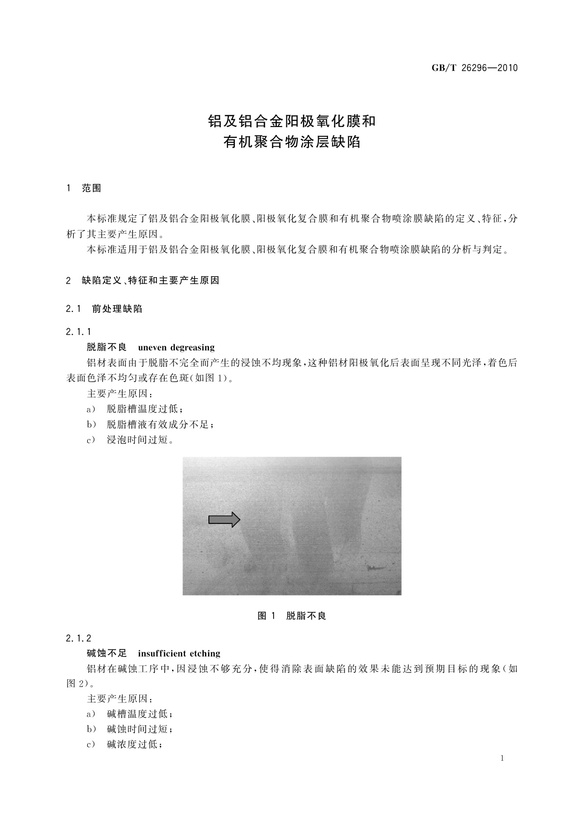 GB/T 26296-2010 铝及铝合金阳极氧化膜和有机聚合物涂层缺陷