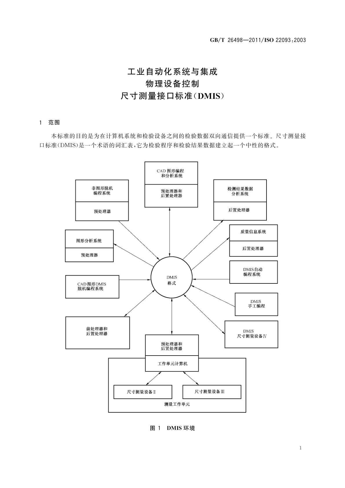 GB/T 26498-2011 工业自动化系统与集成　物理设备控制　尺寸测量接口标准(DMIS)