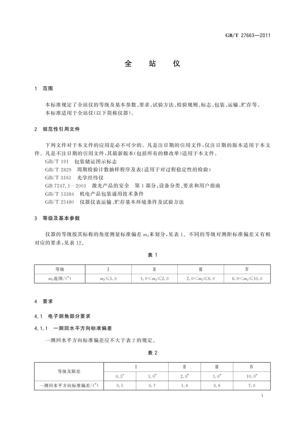 GB/T 27663-2011 全站仪