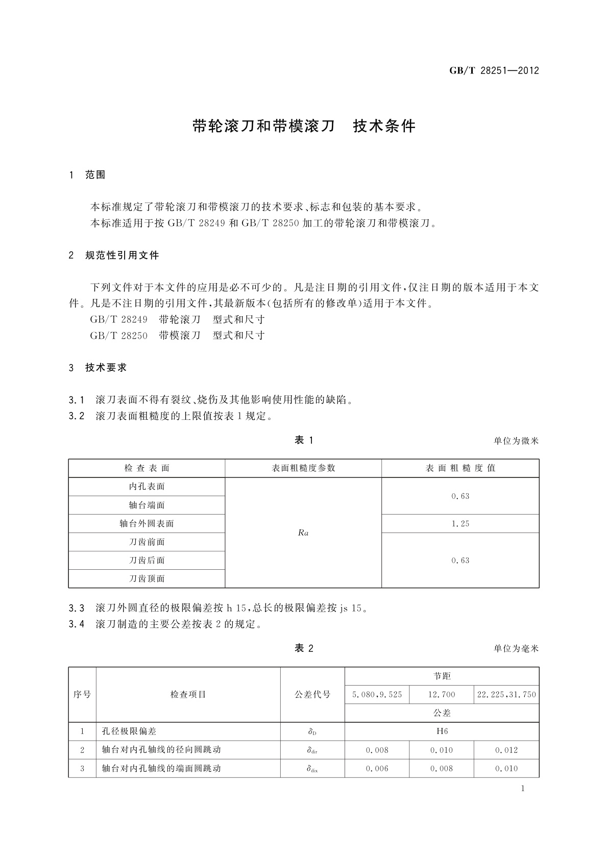 GB/T 28251-2012 带轮滚刀和带模滚刀　技术条件