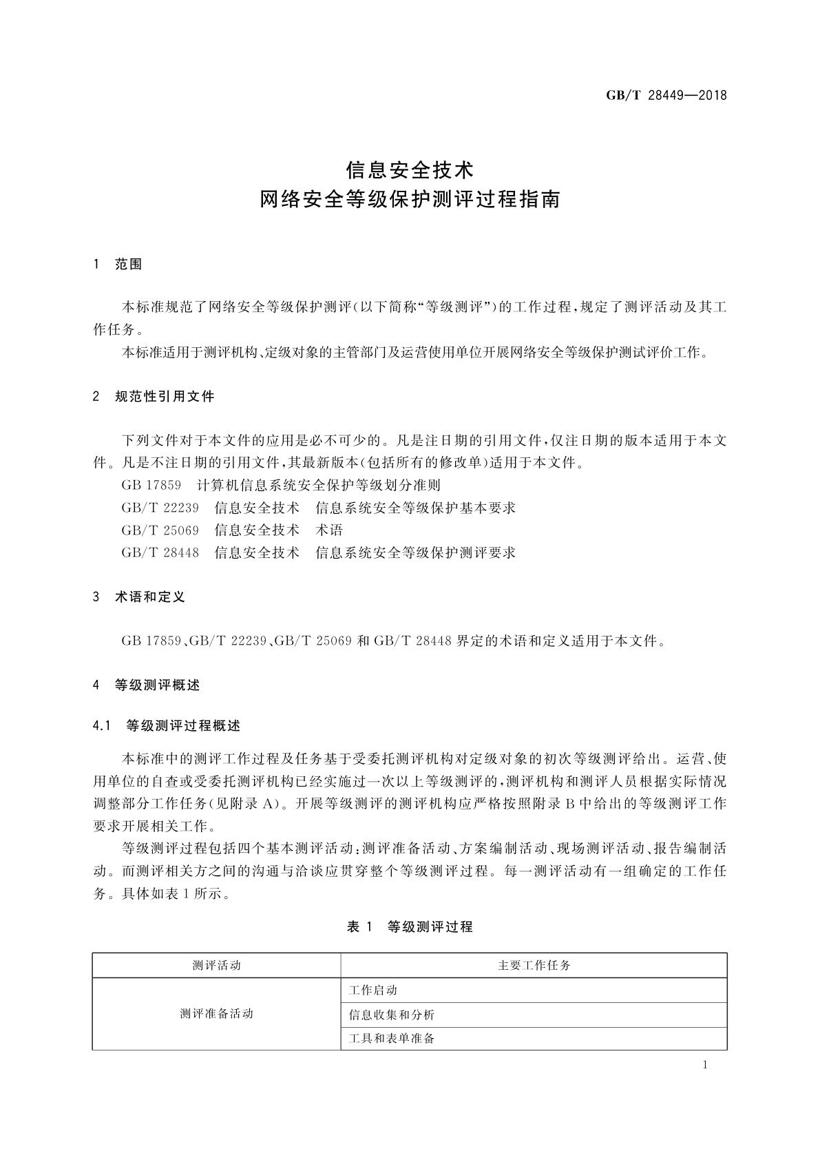 GB/T 28449-2018 信息安全技术　网络安全等级保护测评过程指南