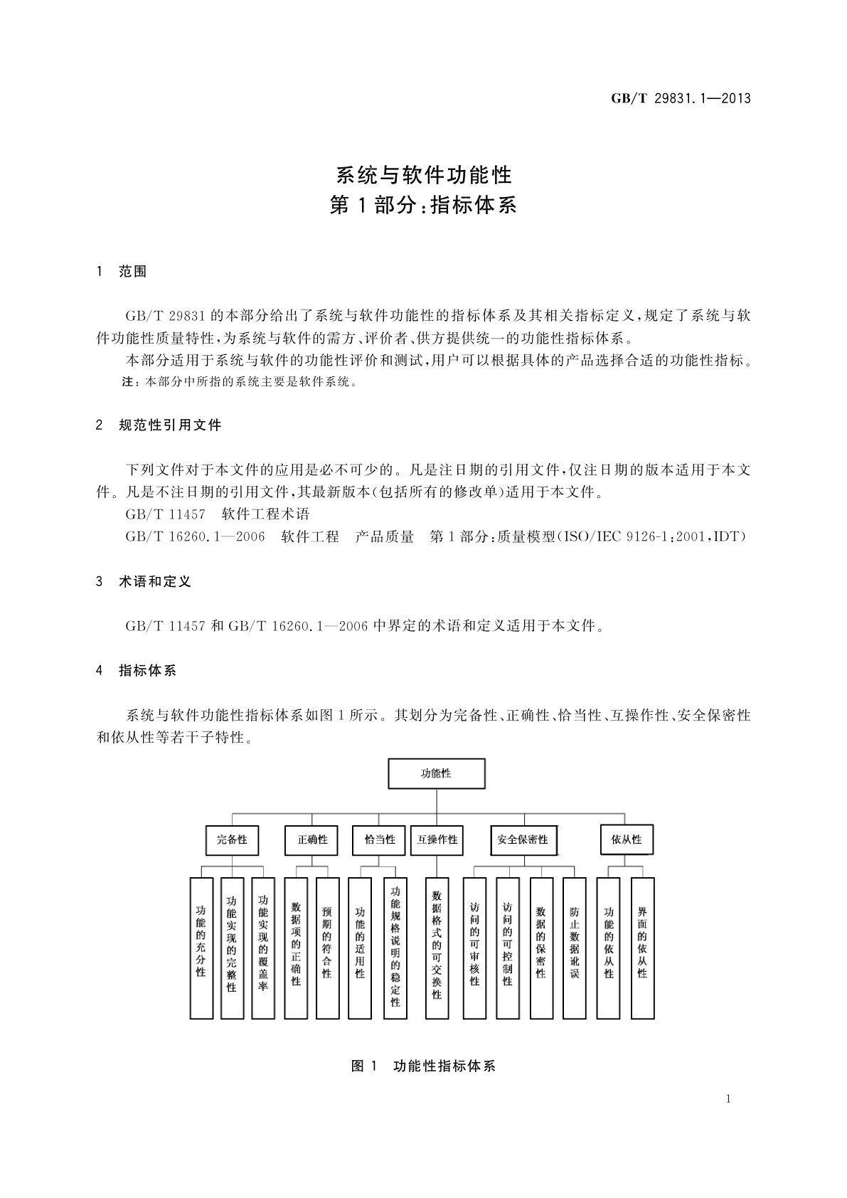 GB/T 29831.1-2013 系统与软件功能性　第1部分：指标体系