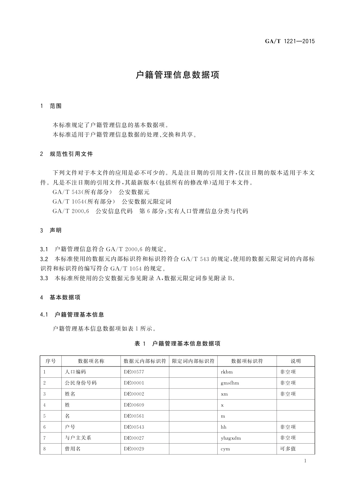 GA/T 1221-2015 户籍管理信息数据项