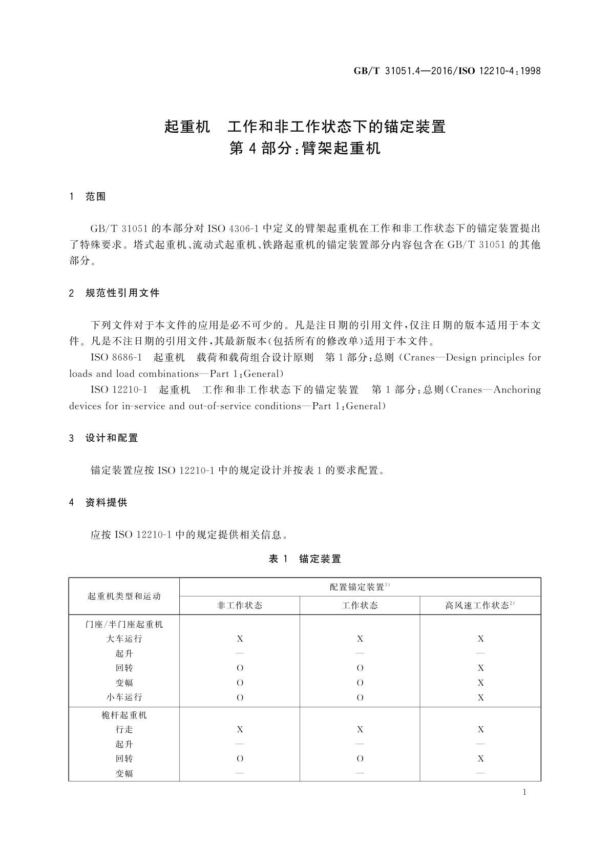 GB/T 31051.4-2016 起重机　工作和非工作状态下的锚定装置　第4部分：臂架起重机