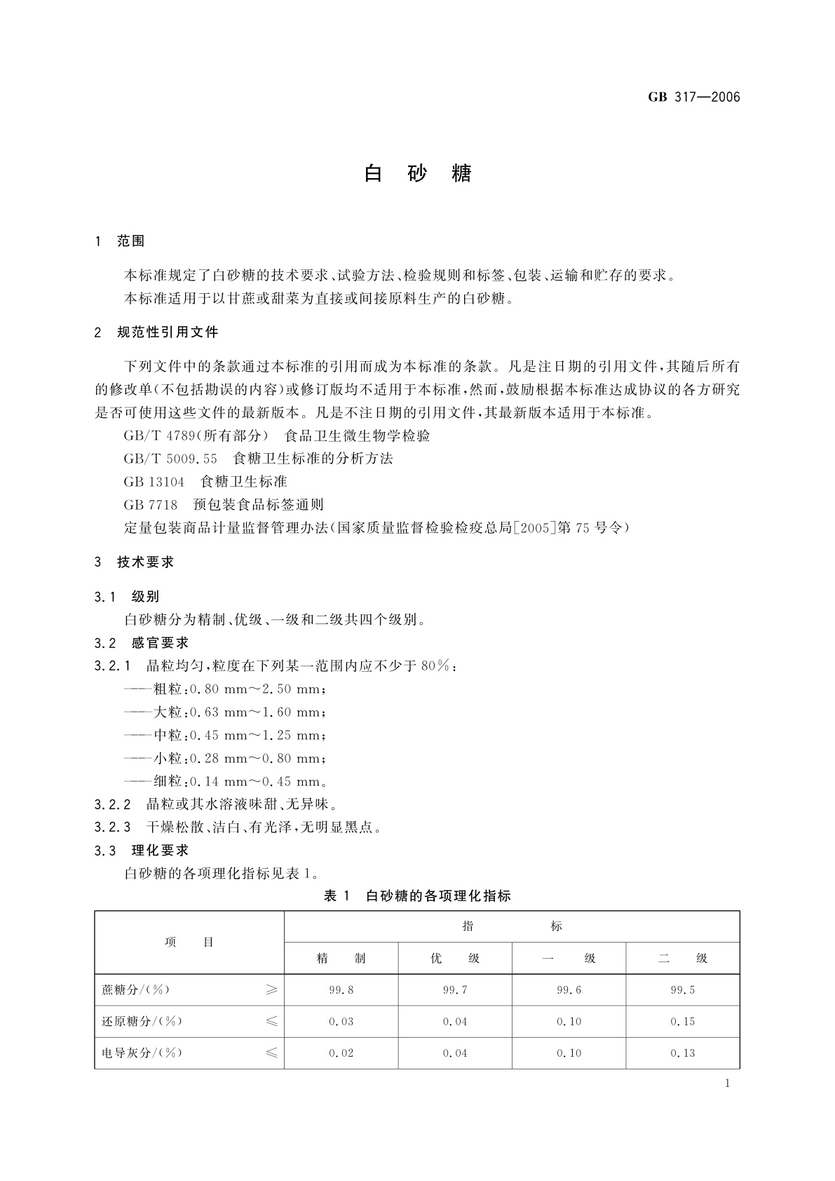 GB/T 317-2006 白砂糖