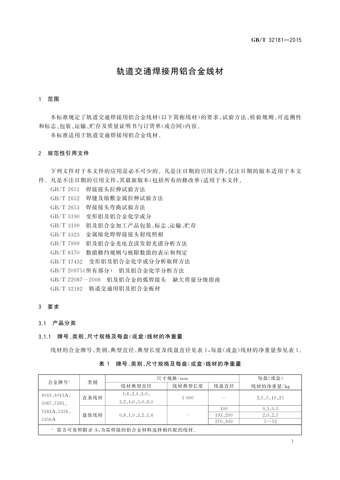 GB/T 32181-2015 轨道交通焊接用铝合金线材