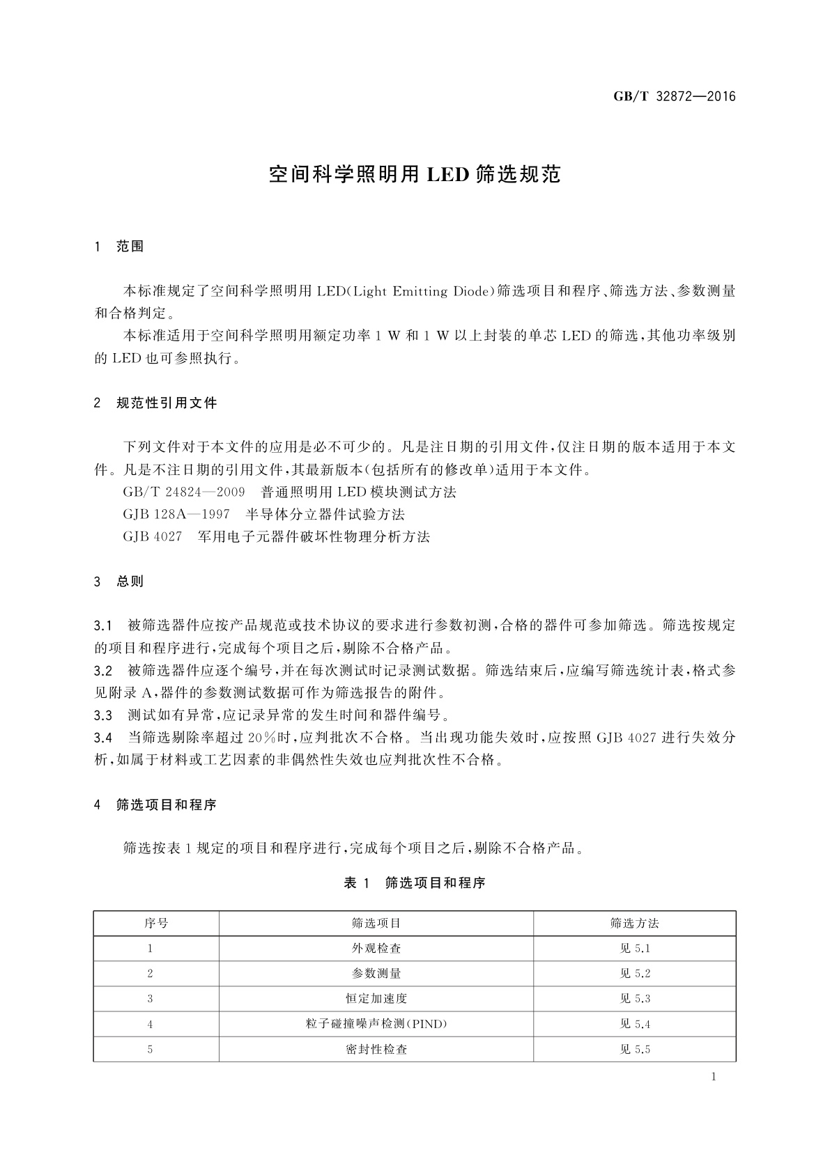 GB/T 32872-2016 空间科学照明用LED筛选规范