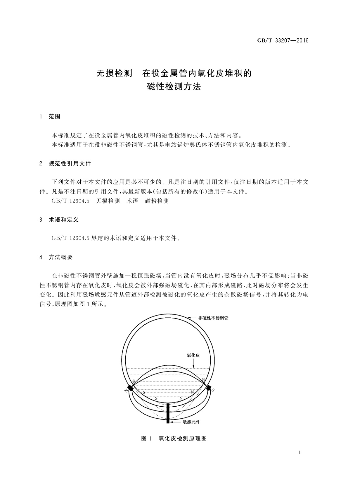 GB/T 33207-2016 无损检测　在役金属管内氧化皮堆积的磁性检测方法