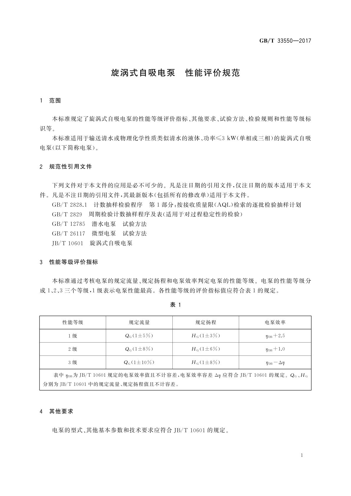 GB/T 33550-2017 旋涡式自吸电泵　性能评价规范