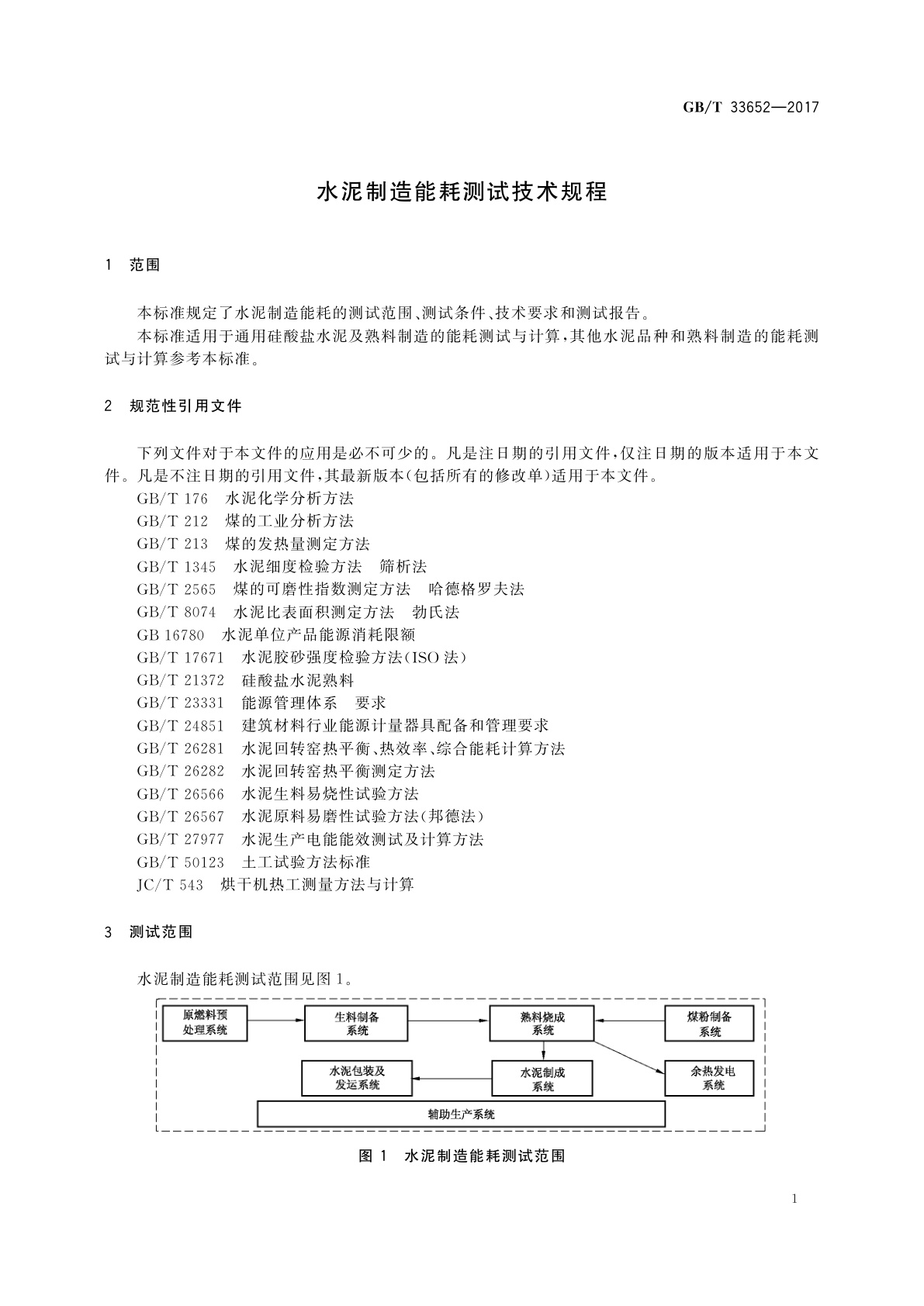 GB/T 33652-2017 水泥制造能耗测试技术规程