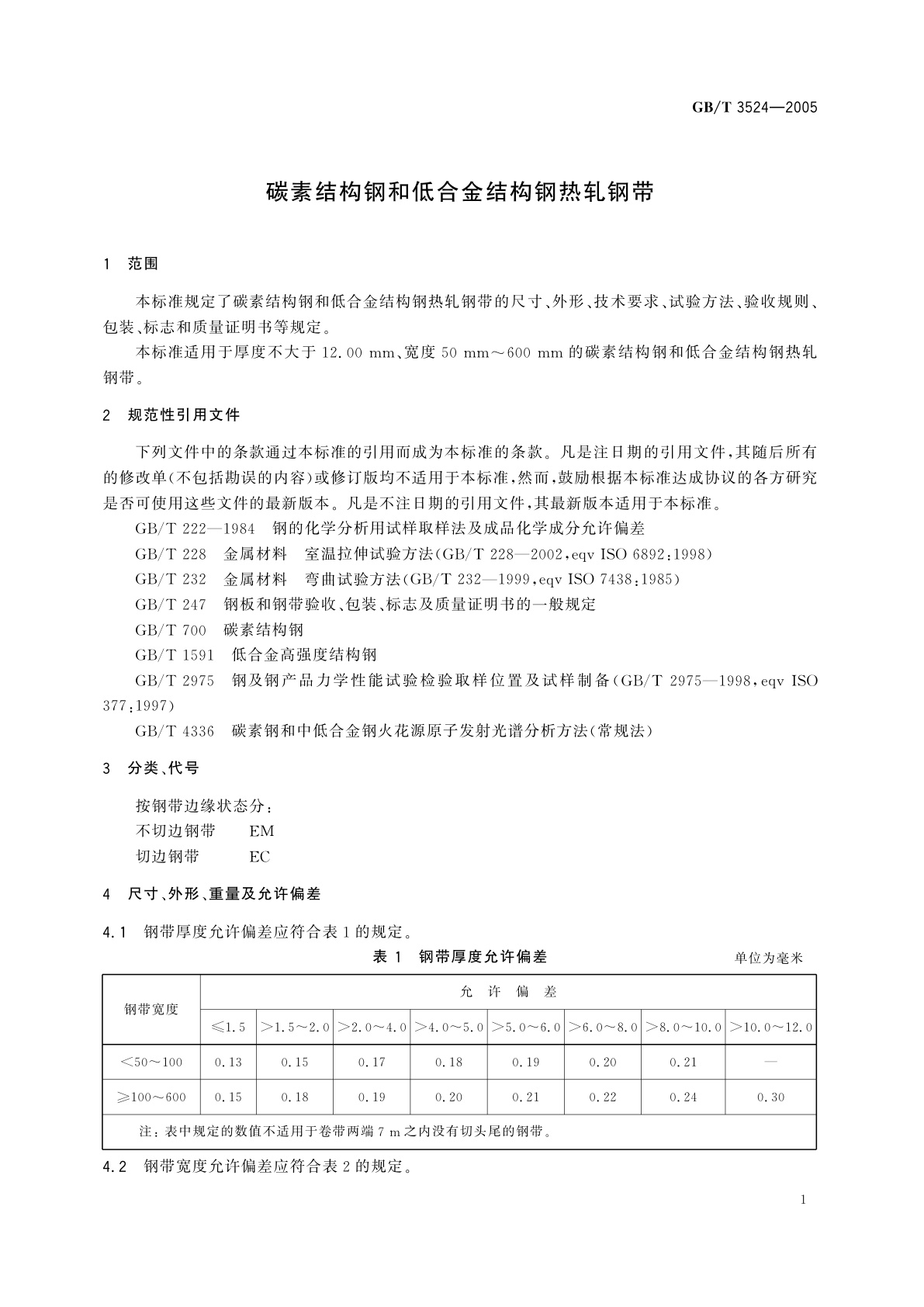 GB/T 3524-2005 碳素结构钢和低合金结构钢热轧钢带
