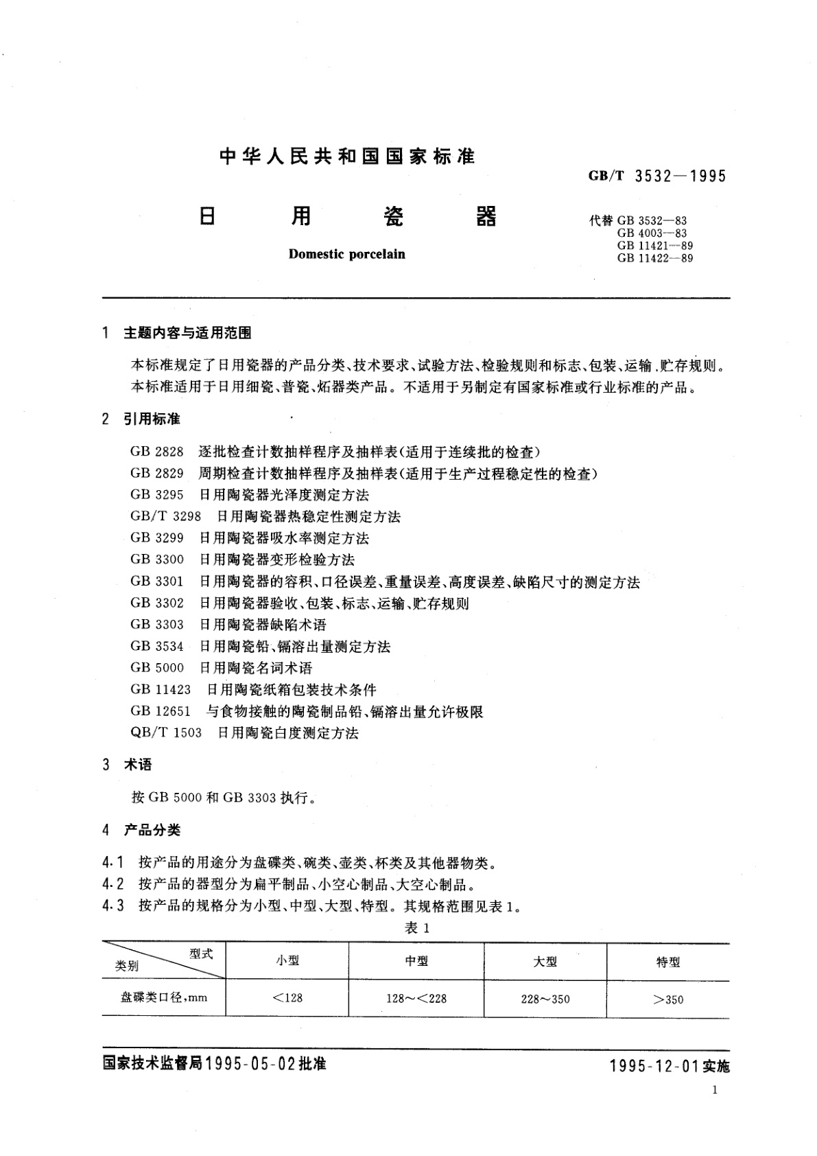 GB/T 3532-1995 日用瓷器
