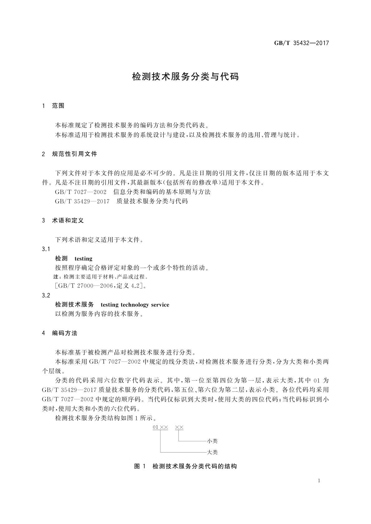 GB/T 35432-2017 检测技术服务分类与代码